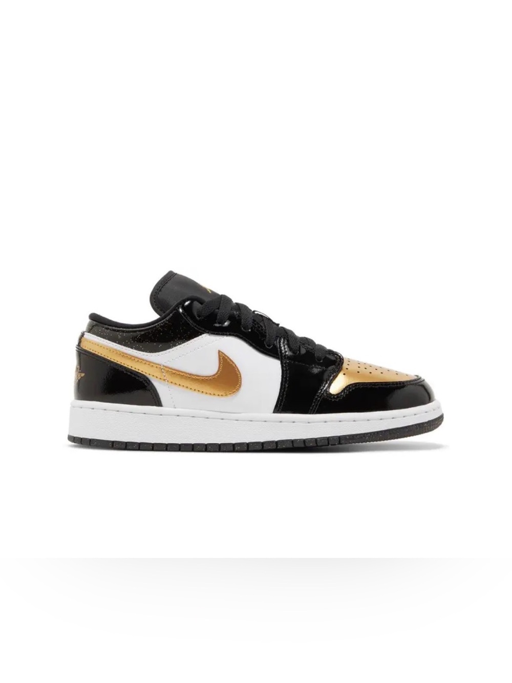 Jordan Air Jordan 1 Low SE GS Black White Gold Sneakers 5Y DR6970-071